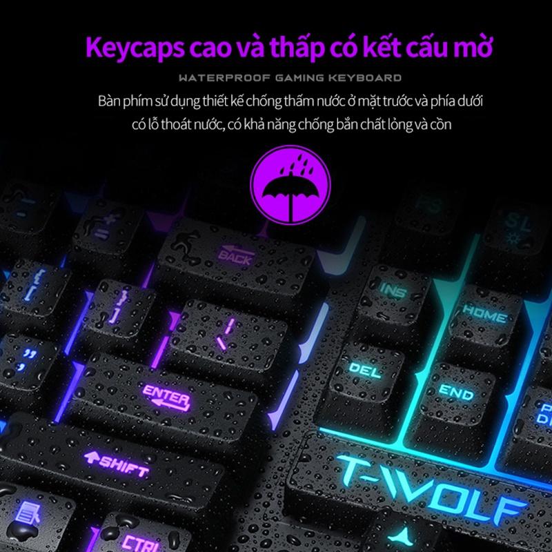 Bộ Bàn Phím Kèm Chuột Gaming TF200 Có Dây, Phong Cách Hiện Đại, Ấn Tượng LED Nhiều Màu