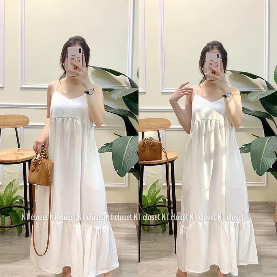 Đầm bầu hay dây Váy bầu sexy mặc nhà MAMA DRESS đi du lịch đi biển mùa hè mát lạnh dáng suông rộng cho cả mom k bầu V62