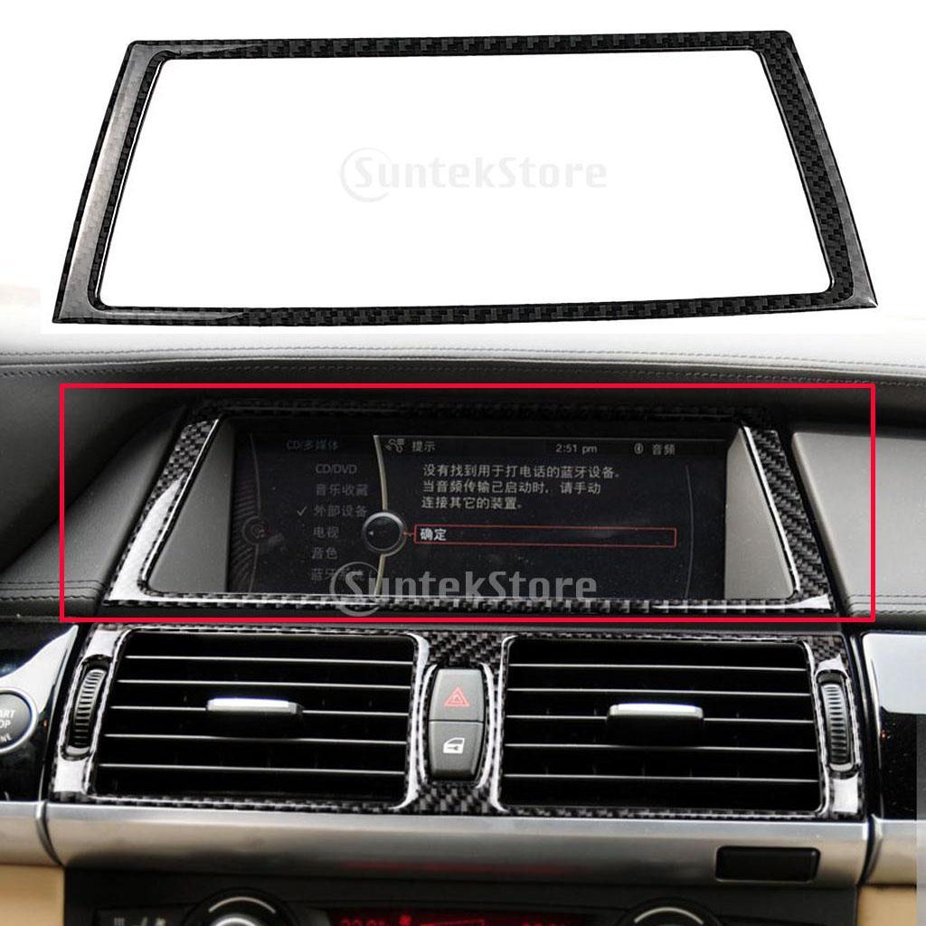 Carbon Fiber Gear Shift Box GPS Navigation Panel Trim For BMW E70 E71 X5 X6