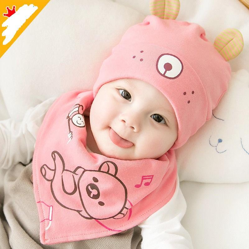 Set mũ và khăn tam giác cho bé trai bé gái từ 3 tháng đến 1 tuổi