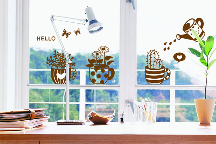 Decal Dán Tường Ba Chậu Cây Nâu Binbin PK179