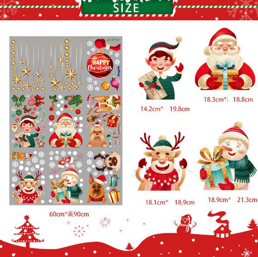 Decal trang trí Noel hít tĩnh điện - Những người bạn cún đón giáng sinh