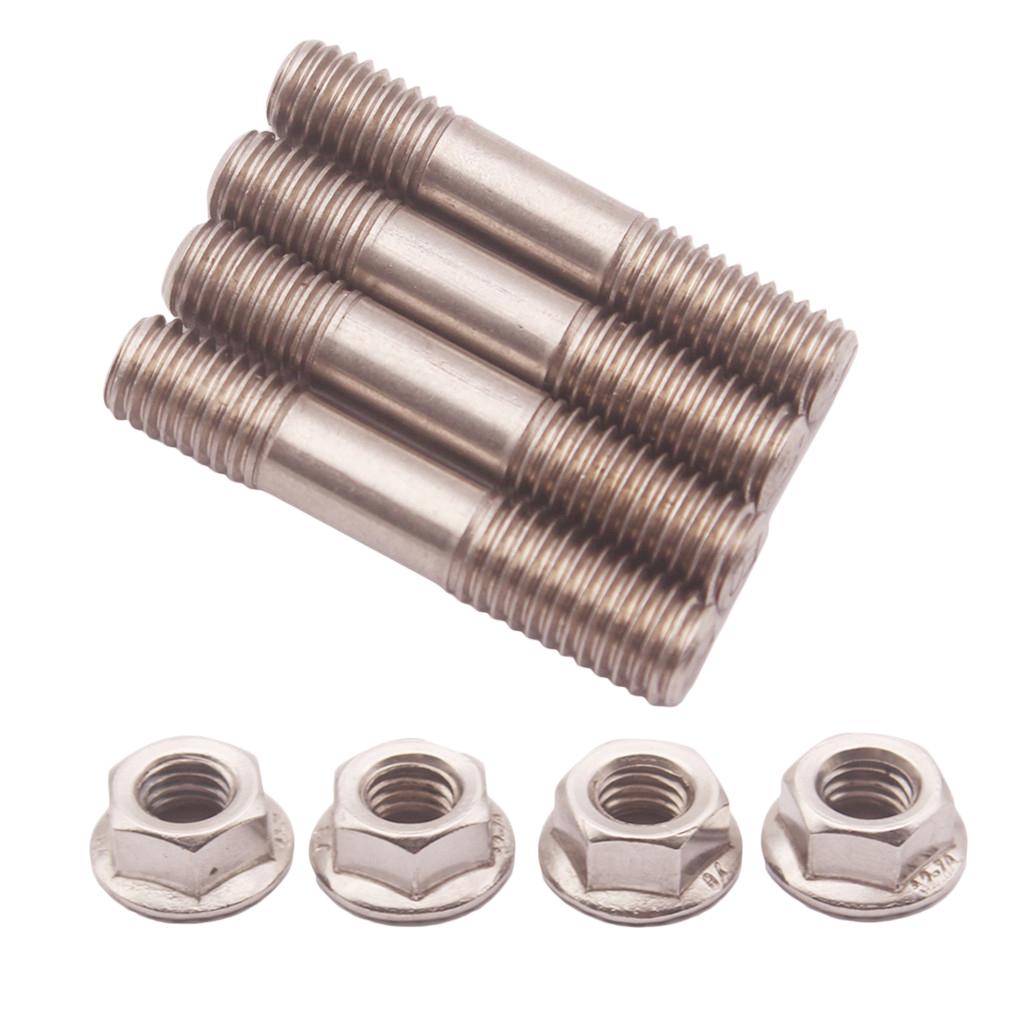 8Pcs 304 SS M8X1.25 Stud & Flange Nuts 42mm For T25 T28 Turbo Exhaust System