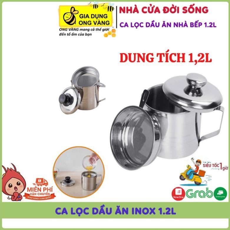 Lọc Dầu Ăn, Ca Lọc Dầu Ăn 1.5L Inox 304 Lọc Bỏ Cặn Dầu Ăn Có Khay Lọc Hiệu Quả, Bình Đựng Dầu Thừa Tiện Dụng