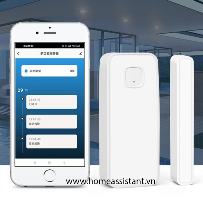 Cảm Biến Rung Động Vỡ Kính Kiêm Má Từ Cửa Zigbee Tuya ZRM01 (Hỗ trợ Home Assistant)