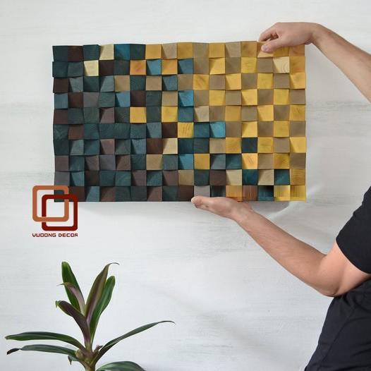 Tranh gỗ trang trí 3D tone XANH VÀNG ẤM ÁP -