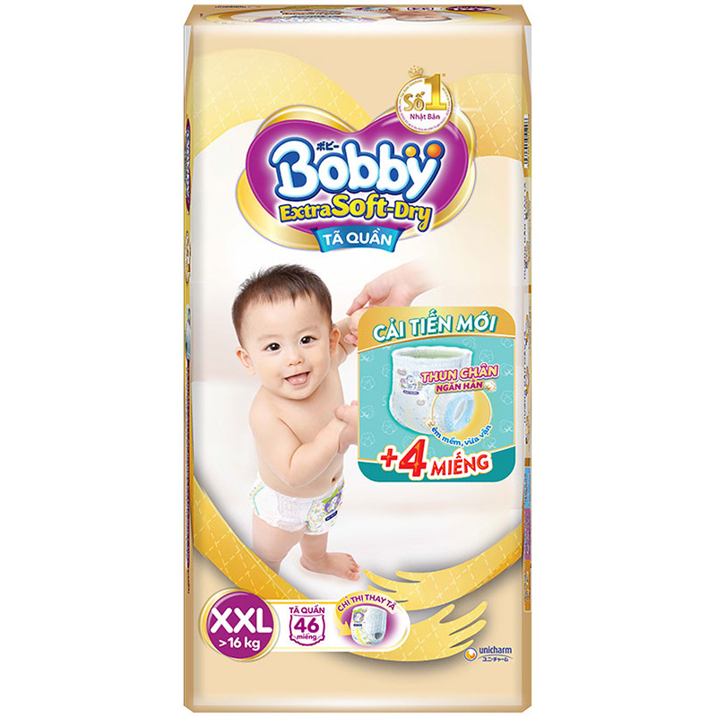 Tã Quần Cao Cấp Bobby Extra Soft Dry XXL46 - Tặng 4 Miếng Trong Gói