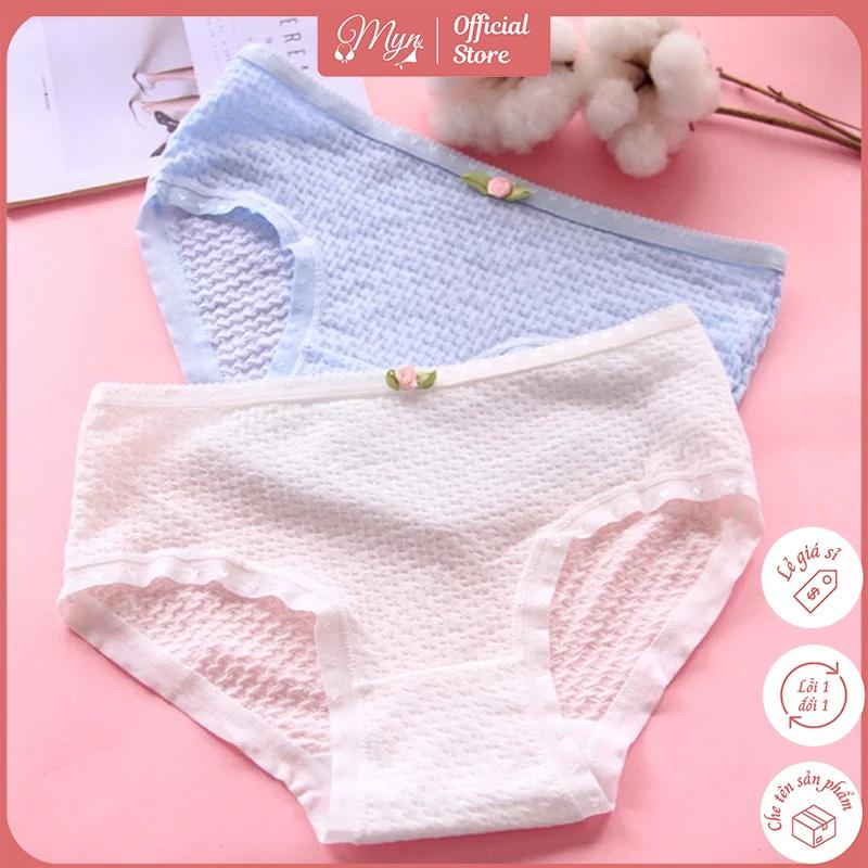 QUẦN LÓT COTTON THÔNG THOÁNG MỀM MỊN ĐÍNH NƠ HOA