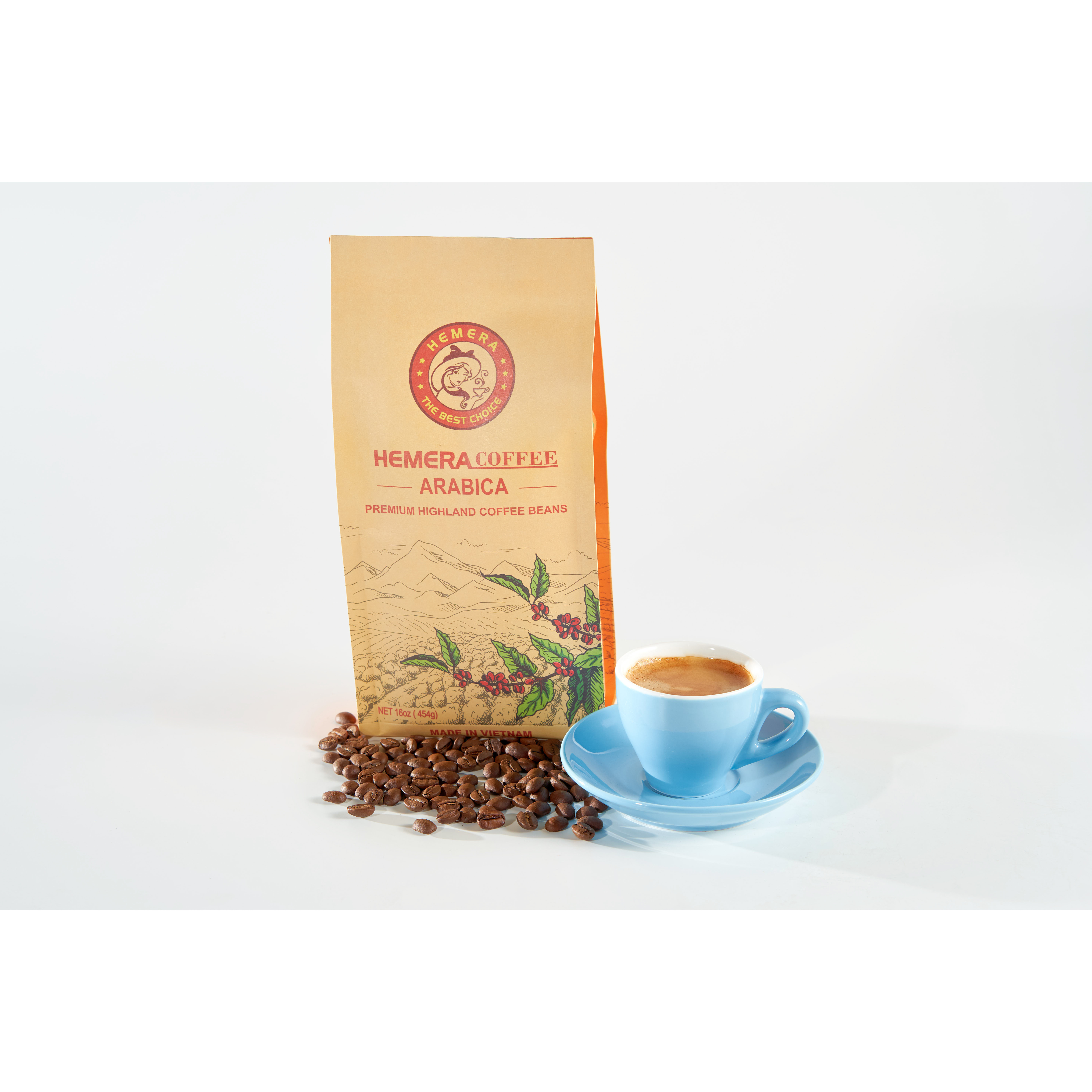 CÀ PHÊ HẠT 100% ARABICA RANG MỘC HEMERA COFFEE 454GR