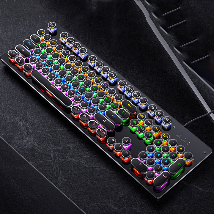 Bàn phím cơ YINDIAO ZK-4 NÚT TRÒN, 104 phím cơ tiêu chuẩn (LED rainbow, Blue Switch) - Hàng Chính Hãng