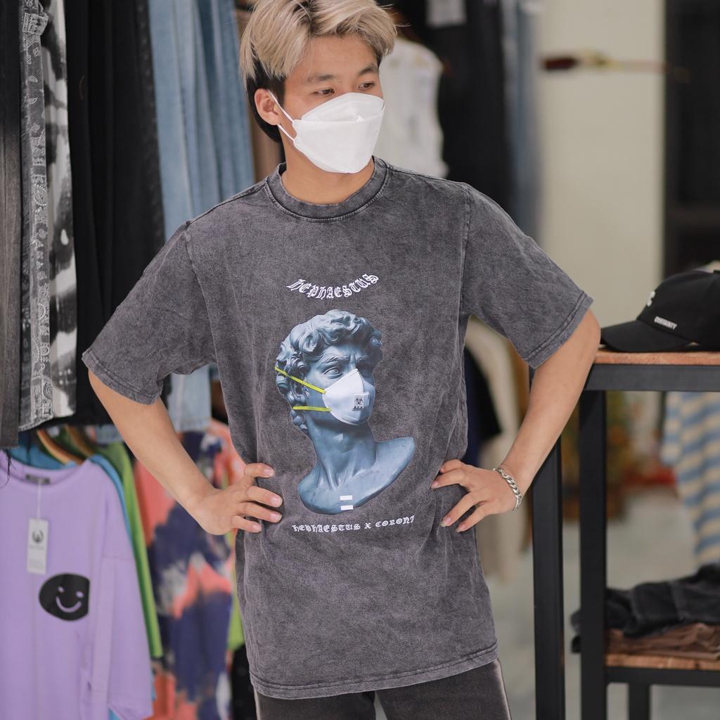 Áo thun loang đen nam nữ tay lỡ chất liệu cotton 100% cao cấp phối dáng unisex