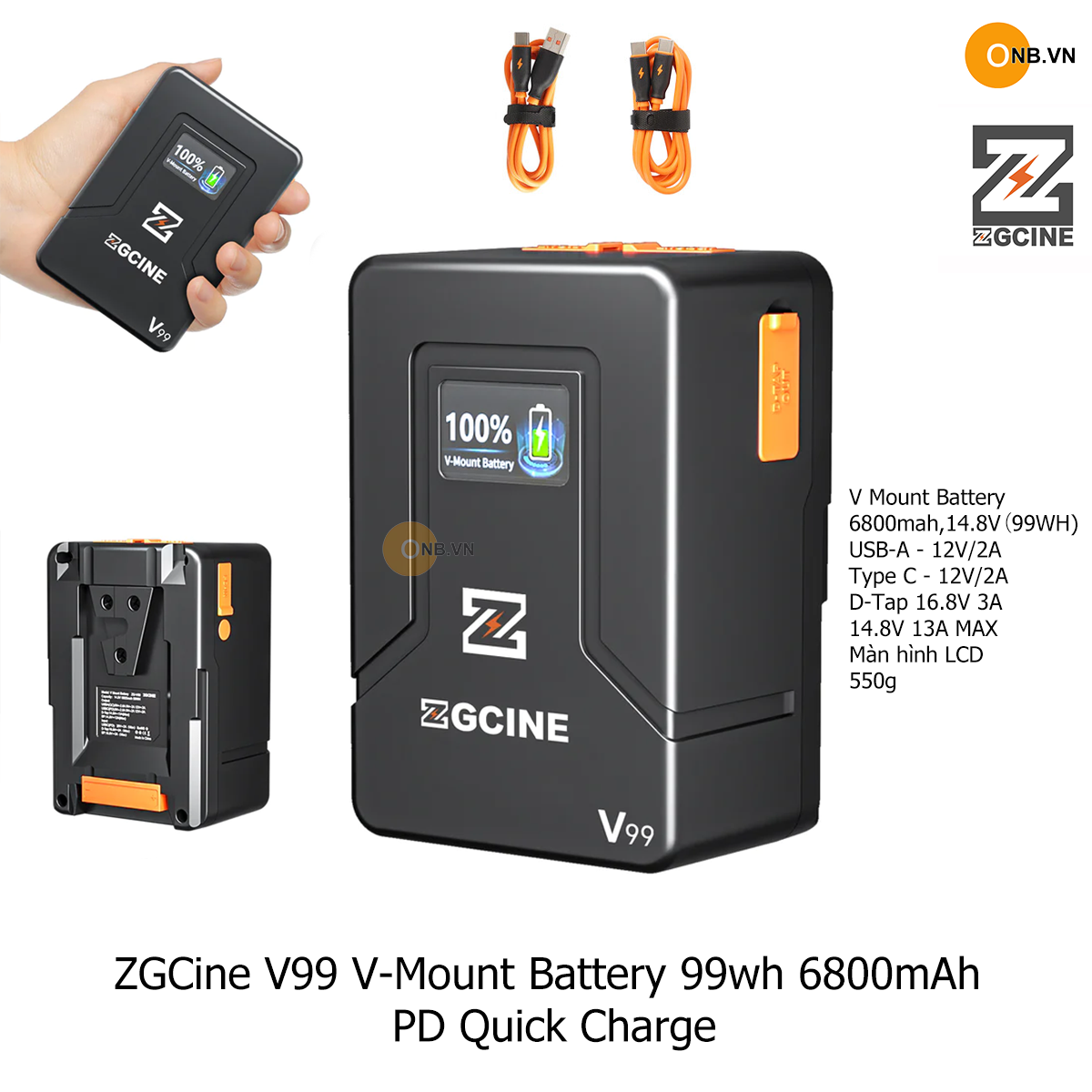 ZGCine V99 V-Mount Battery 99wh 6800mAh PD Quick Charge