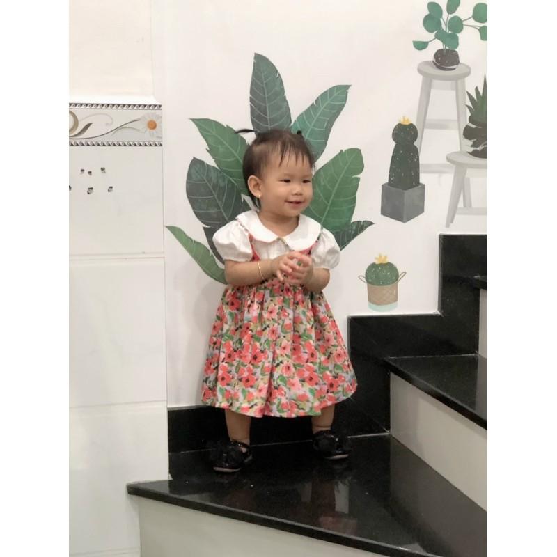 Váy Hoa Cam Bé Gái 4 Đến 28kg Chất Thô Nhật Phối Lụa Mát Rượi