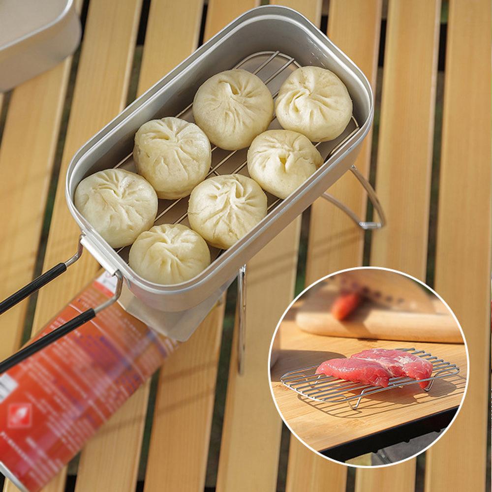 Portable Aluminum Alloy Lunch Box Outdoor Camping Picnic Travel Food Storage Containers Hot-proof Handle Lunchbox Mini Mess Tin
