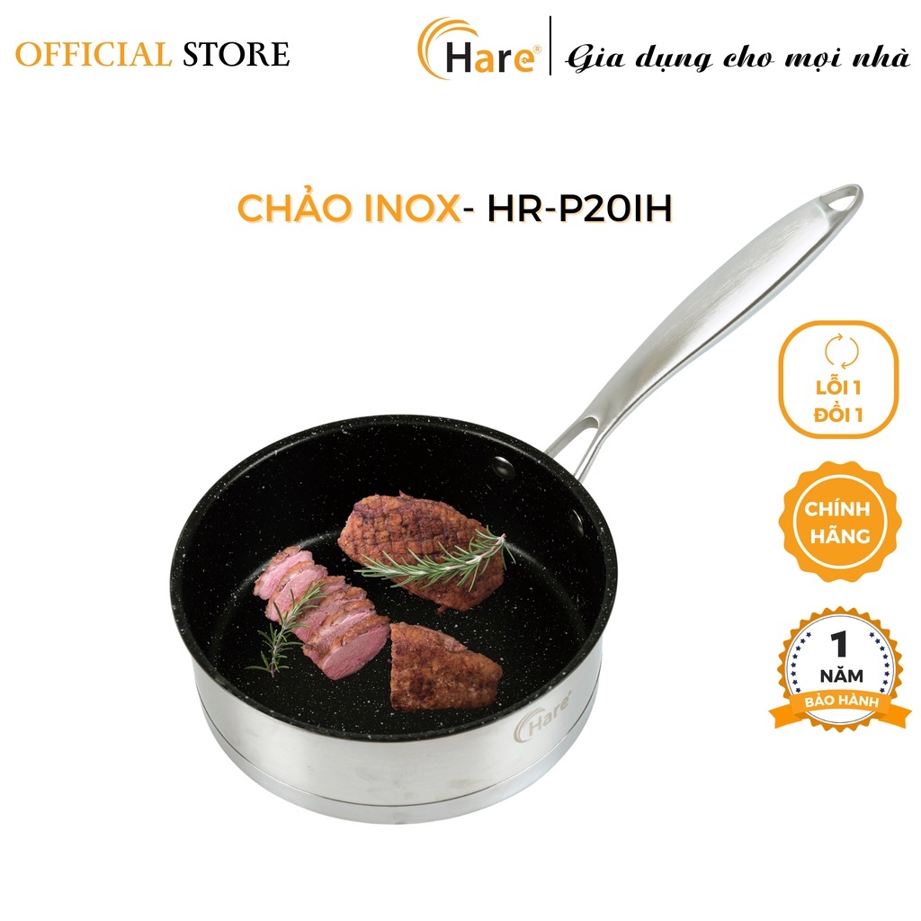 Chảo chống dính Inox có từ HR-P20IH (20cm) - thương hiệu Hare -  lỗi 1 đổi 1