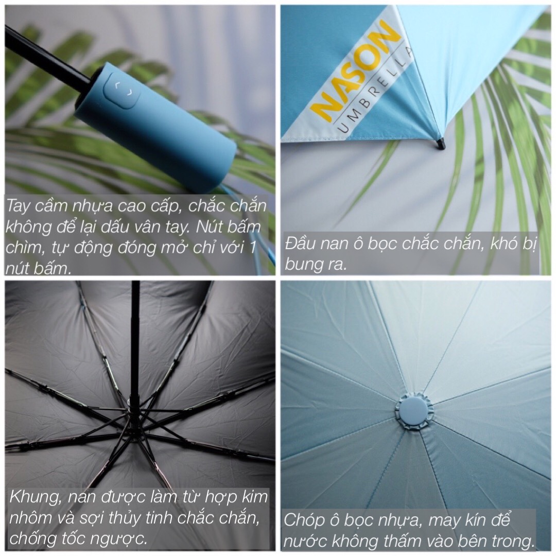 Ô tự động thông minh Nason Beauty Umbrella 8K chống tia UV, siêu chống thấm nước, khóa an toàn, màu tươi sáng hot trend