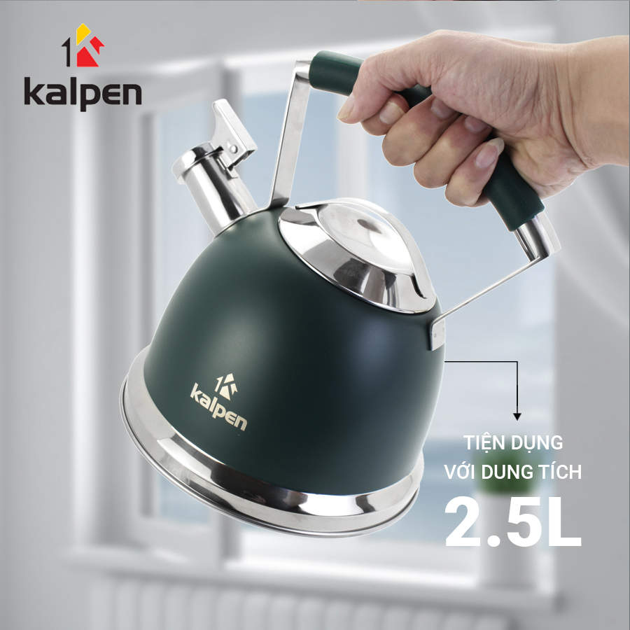 Ấm đun nước Inox 304 cao cấp Kalpen KK02 dung tích 2.5L dùng bếp từ chuẩn Đức - Hàng chính hãng