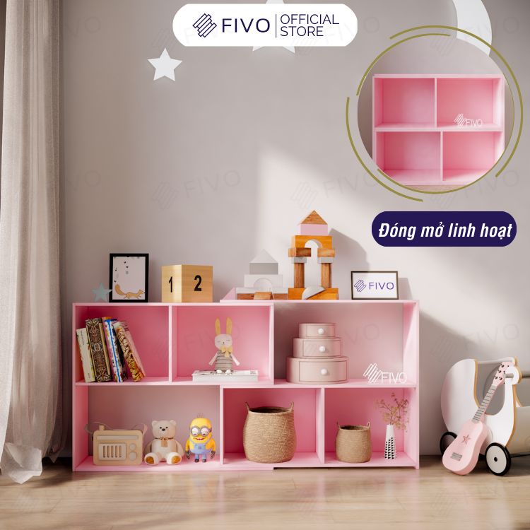 Kệ Trang Trí Thông Minh FIVO FB72 Màu Hồng, Thiết Kế Hiện Đại 2IN1 Đóng Mở Tùy Thích, Tiết Kiệm Diện Tích