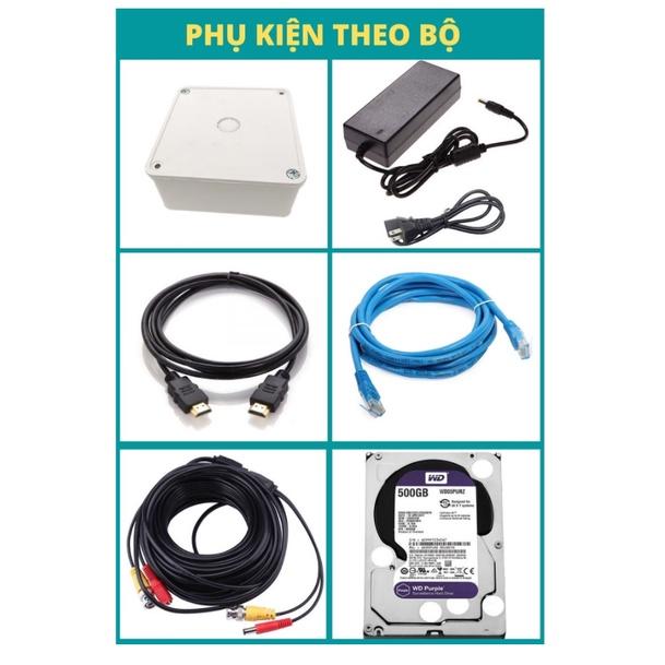Trọn Bộ 4 Camera vỏ sắt Hikvision 16d0t-ir 2.0 mp Full HD 1080P kèm ổ cứng 500g và 80 mét dây đúc sẵn - Hàng chính hãng
