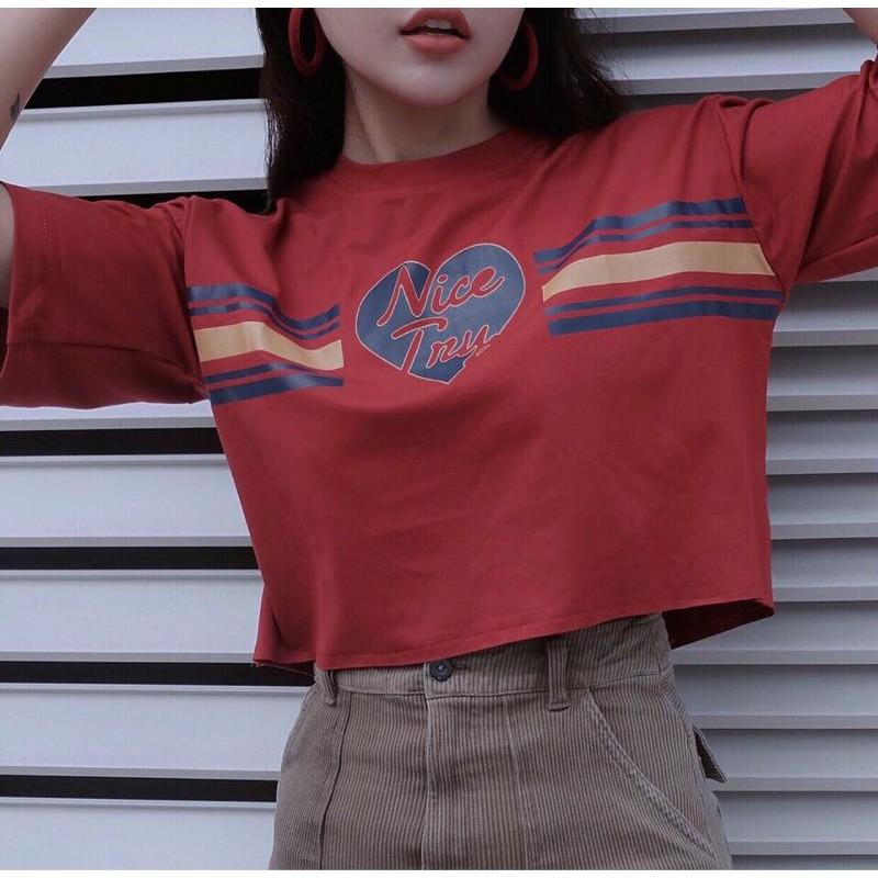 Áo Thun Croptop Nữ In Hình Thời Trang Cá Tính Mềm Mát Mùa Hè