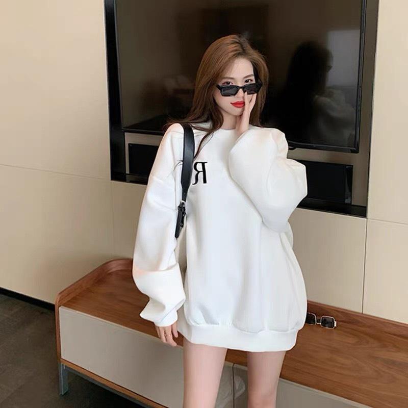 Áo hoodie nữ, áo Sweater nữ phom rộng chữ R chất đẹp-không bai xù