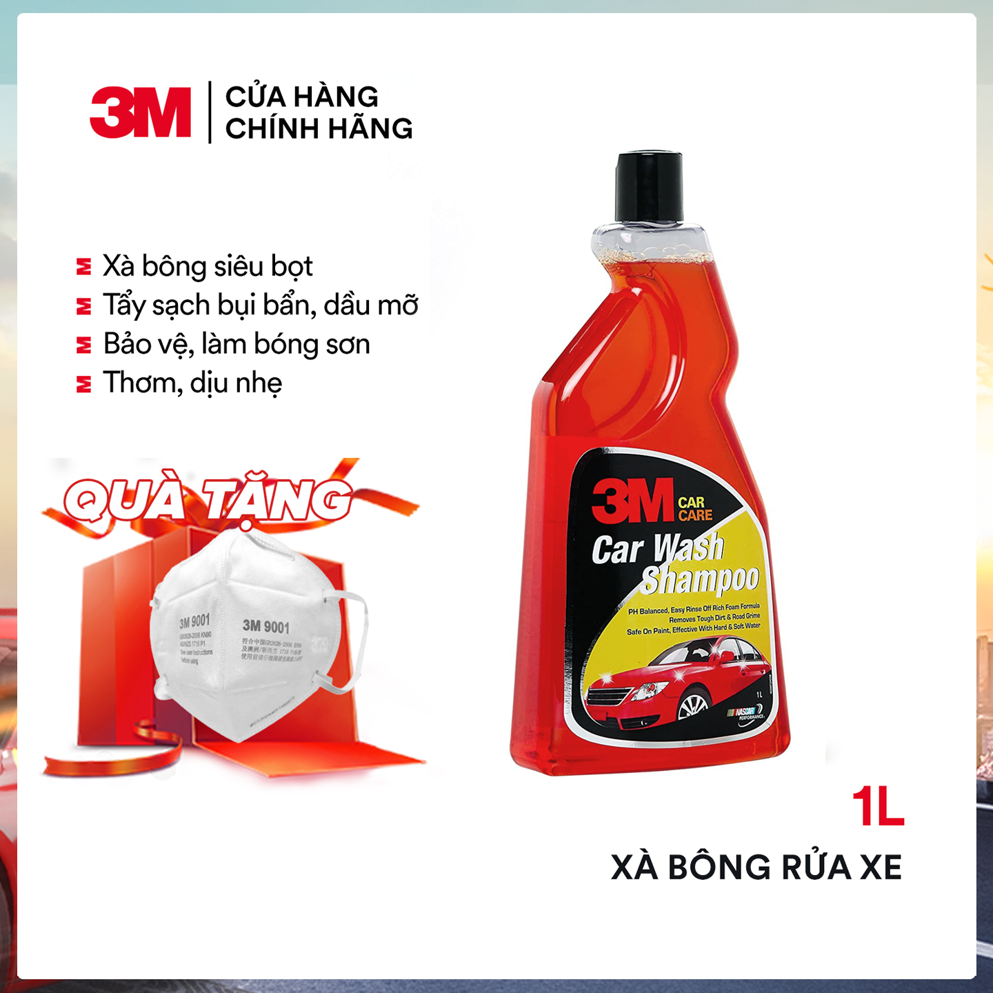 NƯỚC RỬA XE BỌT TUYẾT ĐẬM ĐẶC - PH CÂN BẰNG - NHIỀU BỌT 3M CAR WASH SHAMPOO 1 LIT 305860