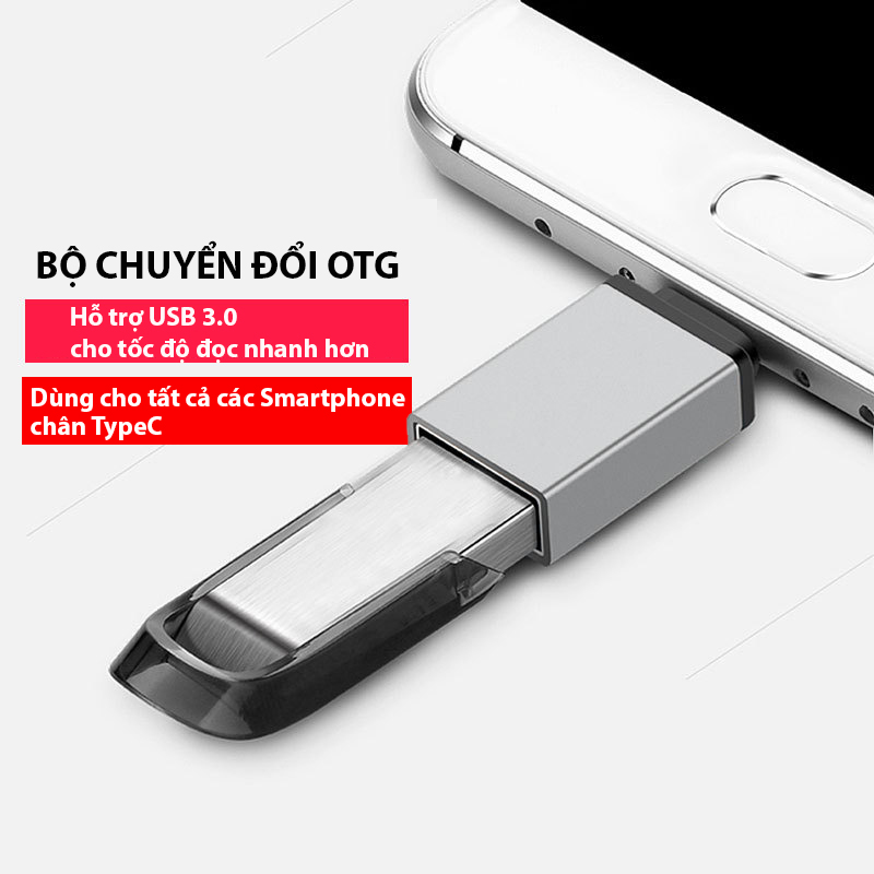 Đầu chuyển đổi, Thiết bị chuyển đổi USB Type C Sang USB 3.0 dành cho các dòng Laptop và điện thoại chân TypeC - Macbook, SamSung Dex, HP, Acer, Asus, Dell XPS