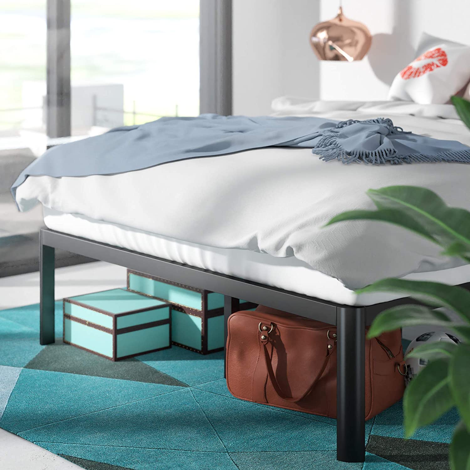 Giường Sắt Thông Minh Zinus Van 40Cm Siêu Chắc Chắn Với Góc Bo Tròn - Metal Platform Bed Frame with Steel Slat Support