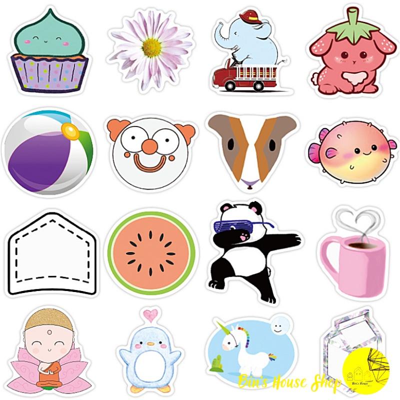 Bộ Sticker - Miến Dán Siêu Kute - Họa Tiết Đủ Loại- Vintage - màu sắc cực cute 2 (bộ 50 miếng)