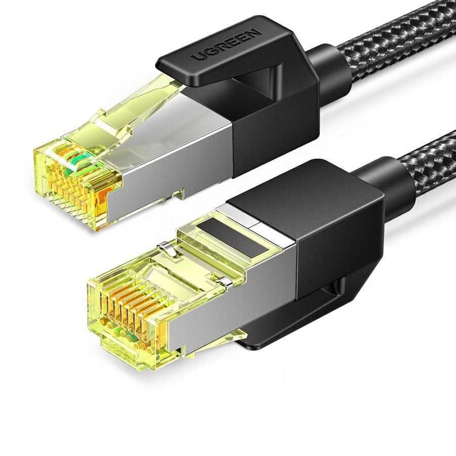 Cáp Ethernet đồng nguyên chất 10M Đen OD5.5mm Cat7 dây dù Ugreen 30791 NW150 Hàng chính hãng