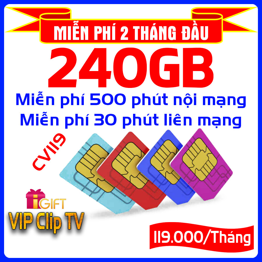 SIM 4G MOBIFONE CV119 (KHÔNG GIỚI HẠN DUNG LƯỢNG, Tốc Độ Luôn Luôn Cao 2Mbs, Tặng tài khoản xem Clip TV)-Giao số ngẫu nhiên