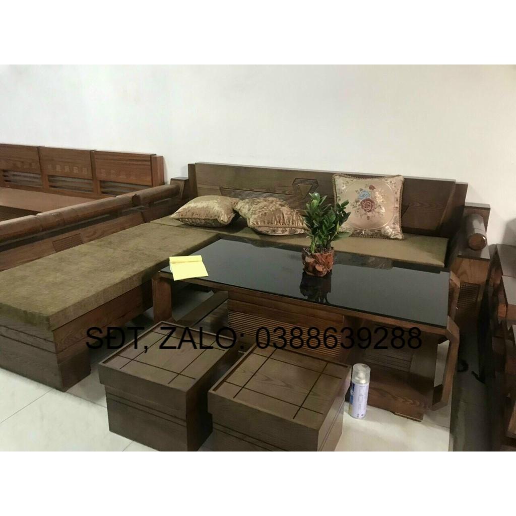 Bộ bàn ghế sofa gỗ sồi Mỹ góc kim cương giá thật