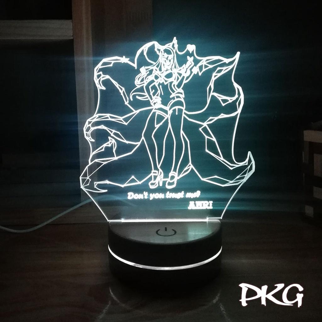 Đèn Led 3D LMHT Tướng KDA Ahri nháy sáng 16 màu