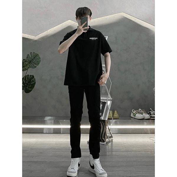 Polo đen in hình polo nam phong cách form dáng chuẩn đẹp