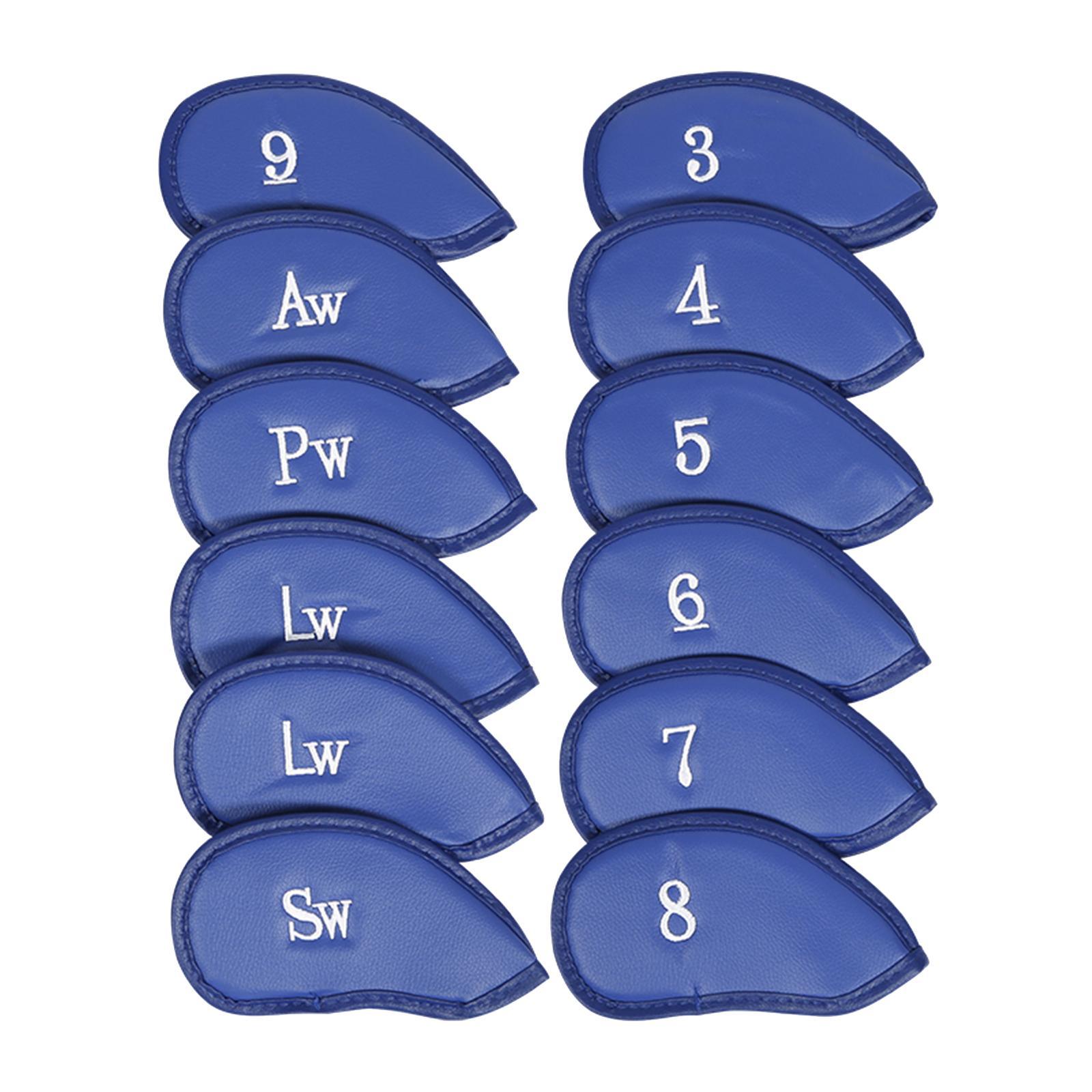 12x Golf Iron Head Covers Set Head Protector Golf Clubs Case PU Golf Club Headcover Golf Wedges Headcovers for Unisex Golf Training Supplies