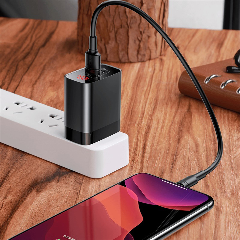 Cốc sạc nhanh Baseus Mirror Lake PPS Digital Display quick Charger (18W, 2Ports, QC 3.0 Full Quick Charge Protocol) - Hàng chính hãng