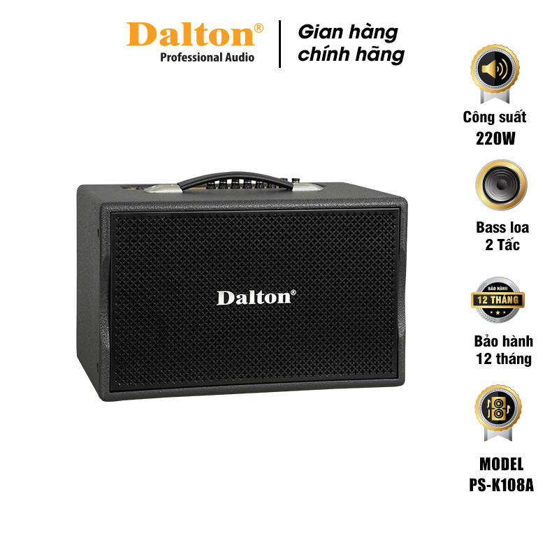 Loa karaoke xách tay công suất lớn Dalton PS-K108A 220W bass 2 tấc, loa di động tiện lợi ca hát mọi nơi - HÀNG CHÍNH HÃNG