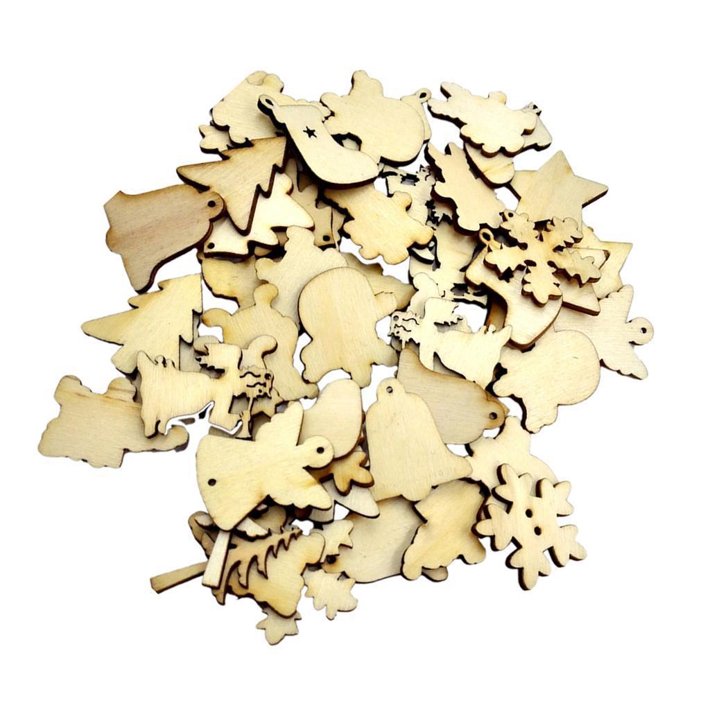Unfinished Natural Star Christmas Shapes Wood Pieces DIY Craft for Scrapbook