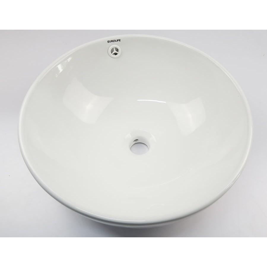 Chậu Lavabo sứ tròn dương bàn, men Nano tuyết sáng bóng Eurolife EL-LVB05 (Trắng)