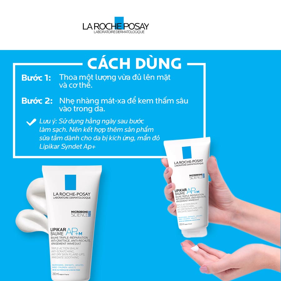 Kem Dưỡng làm dịu da cho da khô &amp; ngứa La Roche-Posay Lipikar Baume AP+ 200ml