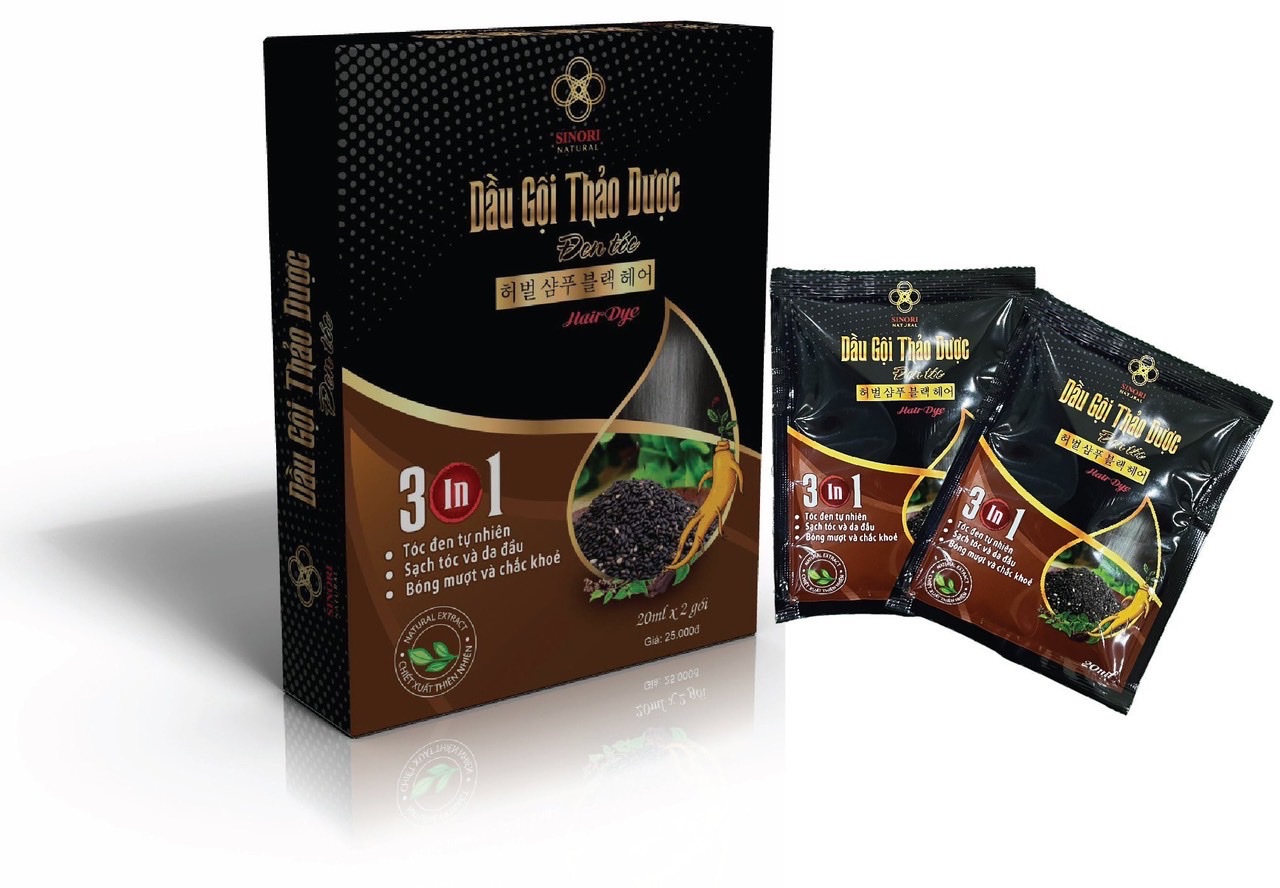 DẦU GỘI THẢO DƯỢC ĐEN & NÂU TÓC SINORI 20ML X 2