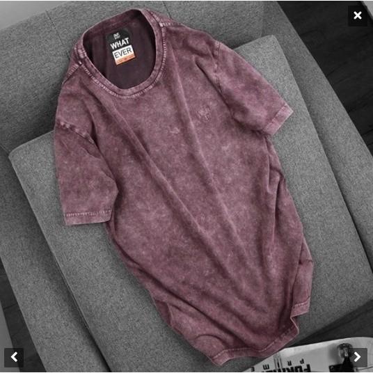 Áo thun cổ tròn wash bụi INF - đen