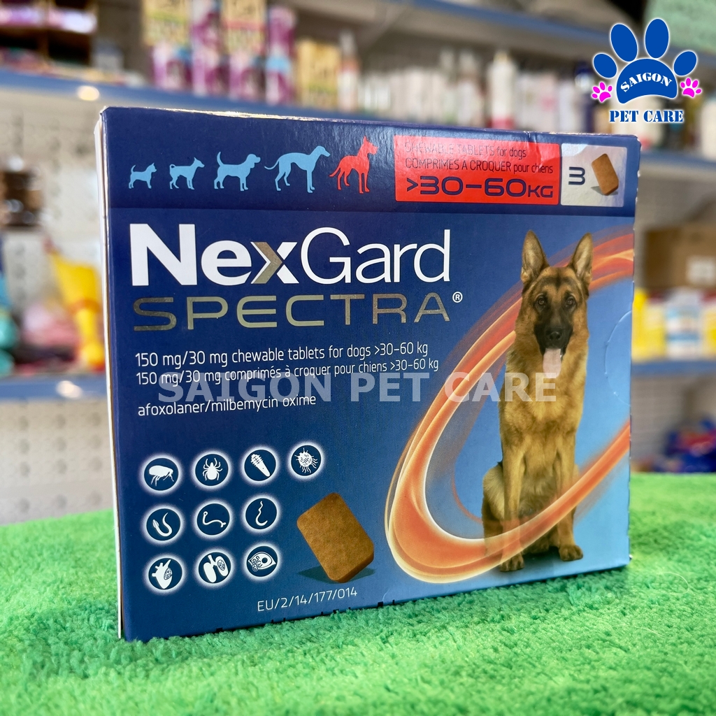 Nexgard Spectra phòng ngừa và trị ve rận, bọ chét, giun sán cho chó
