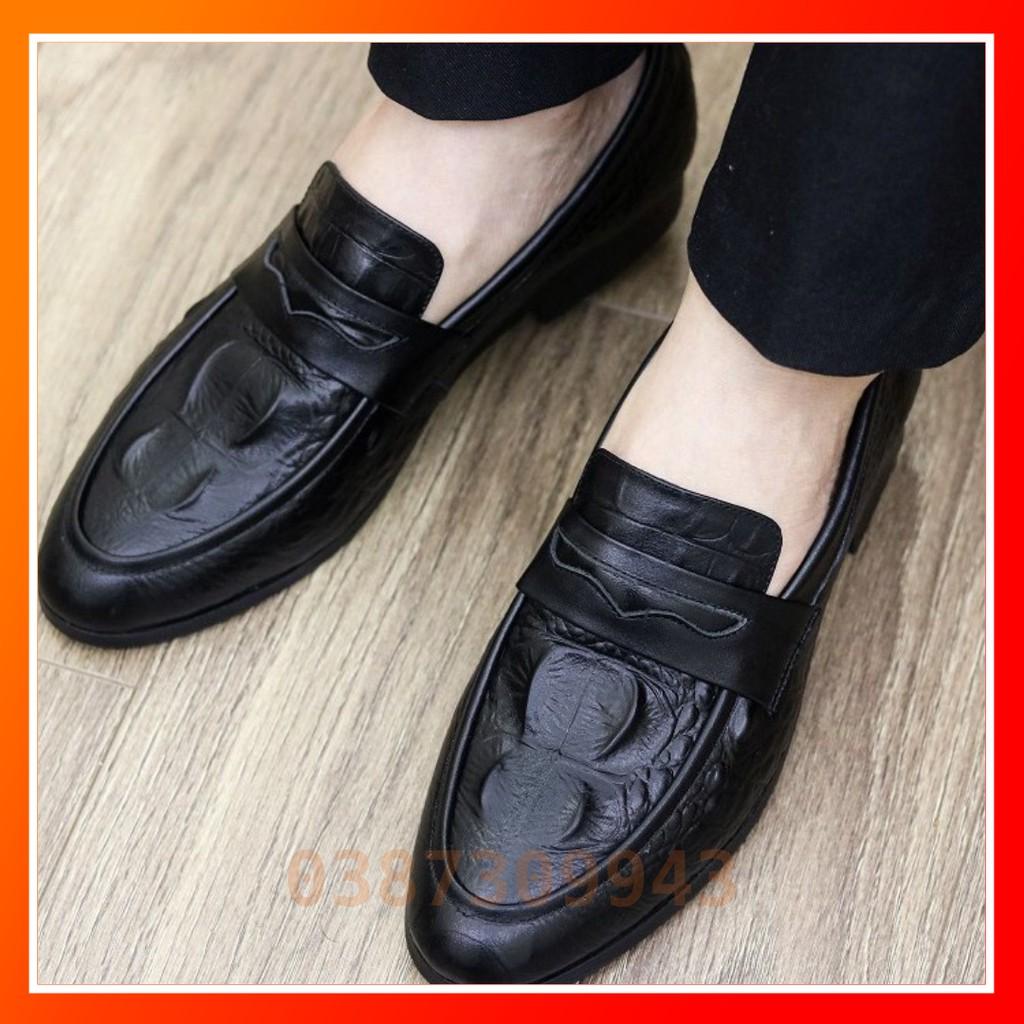 Giày Lười Nam Dập Vân Cá Sấu - Đế Khâu Chắc Chắn- Mã L179