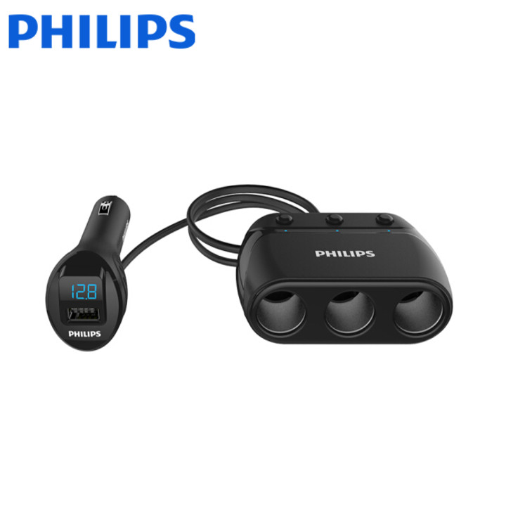 Bộ chia tẩu sạc ô tô cao cấp nhãn hiệu Philips DLP2019 công suất 120W - Hàng nhập khẩu