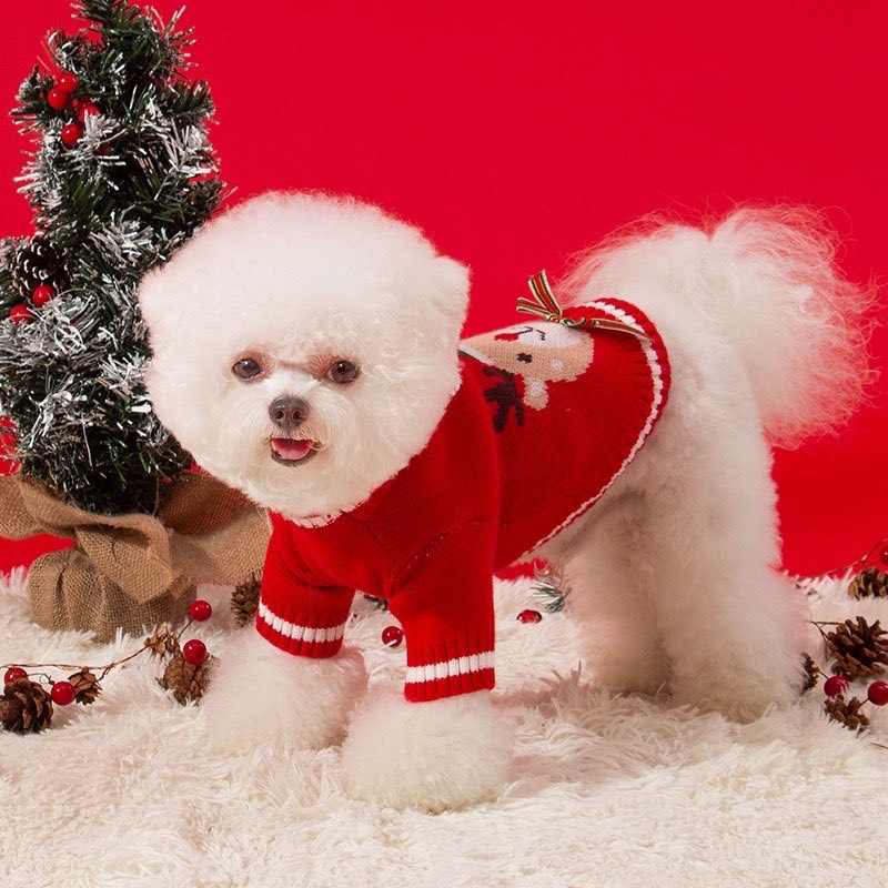 Size S - ÁO NOEL HÌNH SỪNG HƯƠU CHO CHÓ MÈO - LEN ẤM CAO CẤP ĐÁNG YÊU