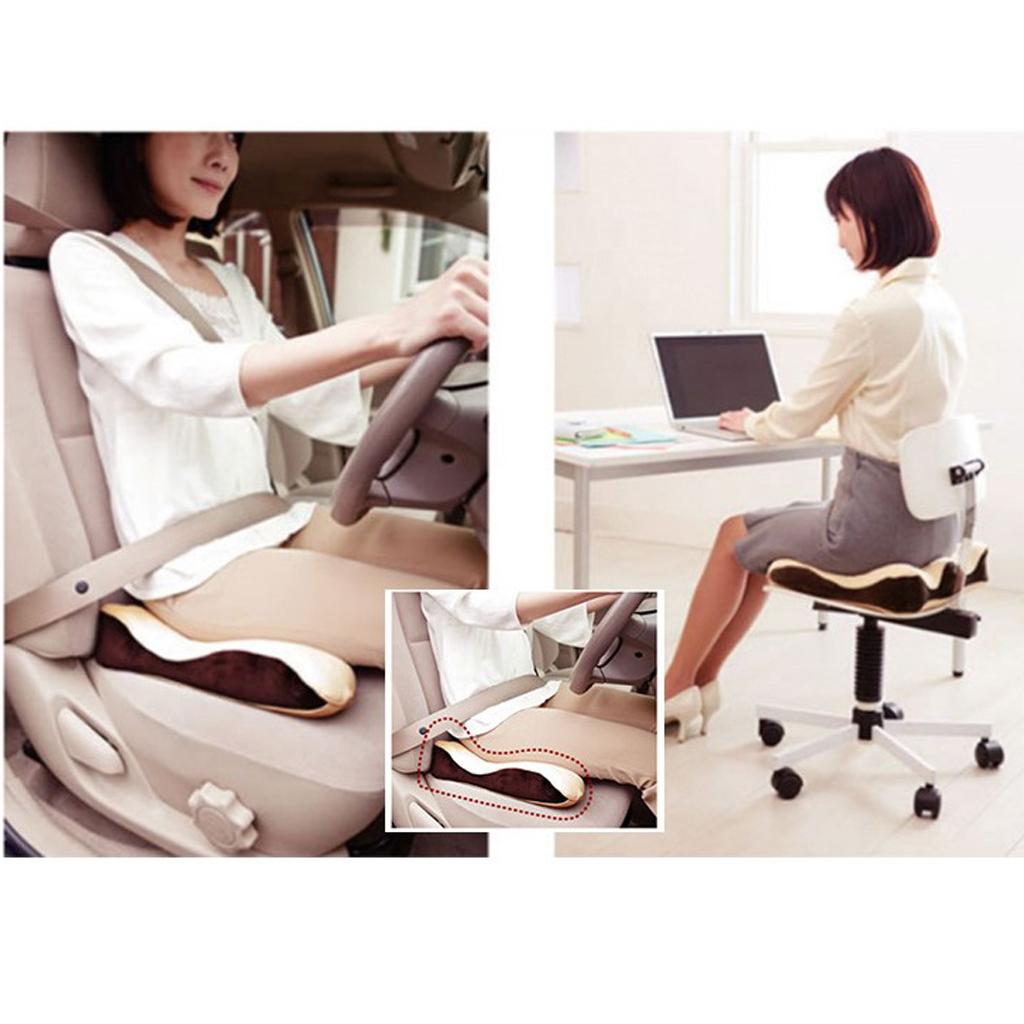 Memory Foam Seat Cushion Office Chair Pillow Relief Back 41x31x9cm Beige