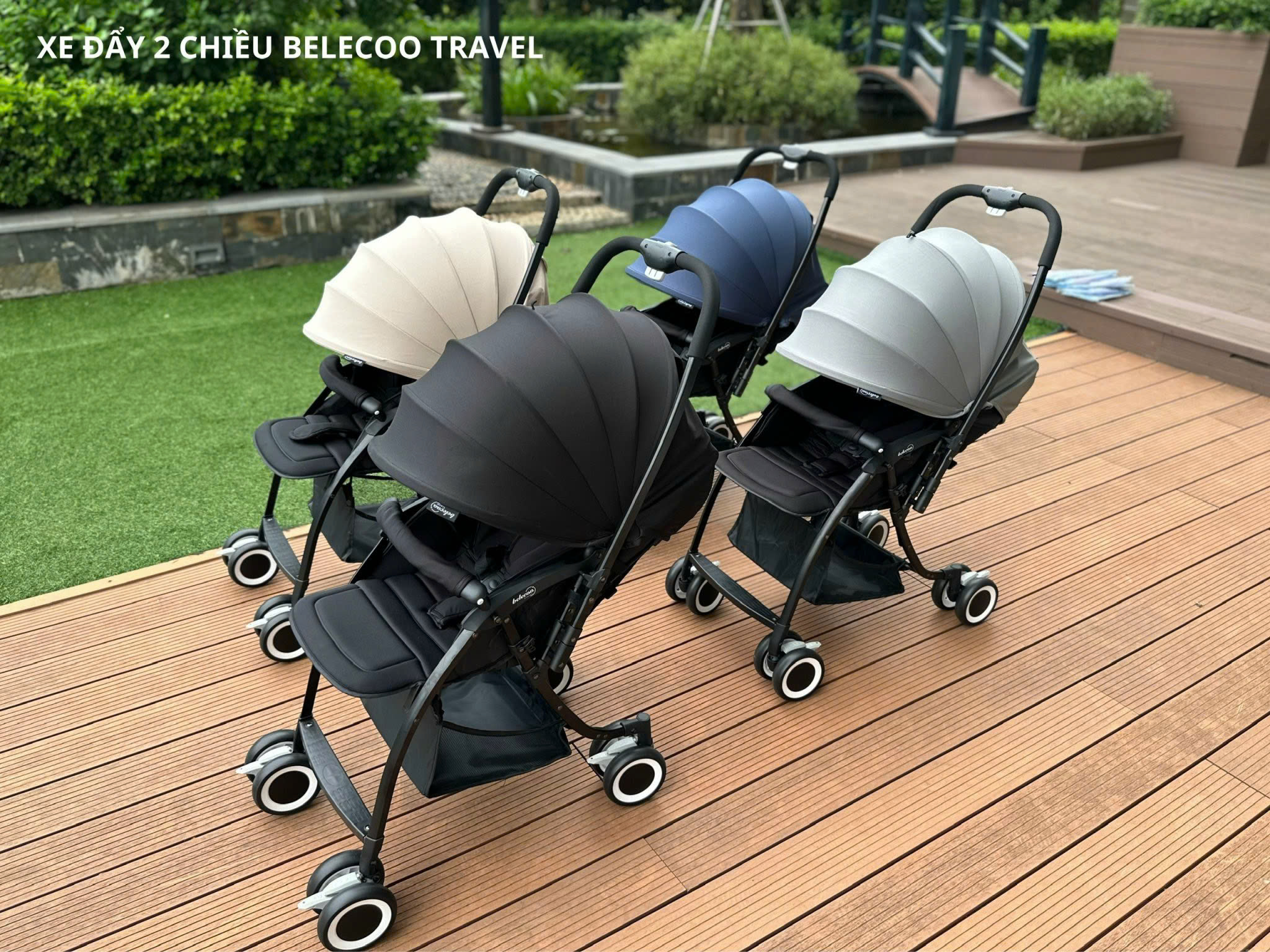 Xe đẩy trẻ em gấp gọn đẩy 2 chiều Belecoo Travel 2 chiều 3 tư thế siêu nhẹ, xe nôi đa năng gấp gọn cho trẻ sơ sinh từ 0-5 tuổi