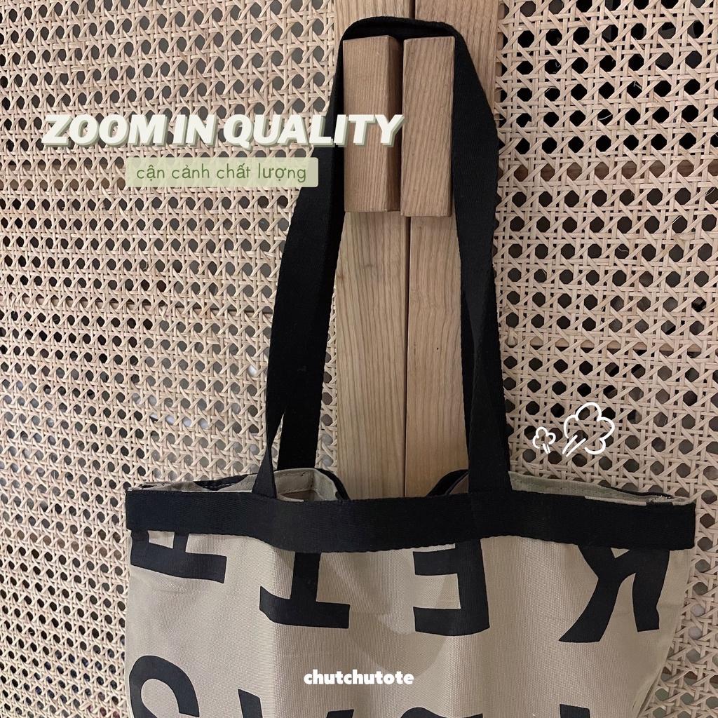 T334/ Túi tote túi vải canvas peach basket đeo vai và có tay xách - 3 màu nâu, xanh navy, trắng