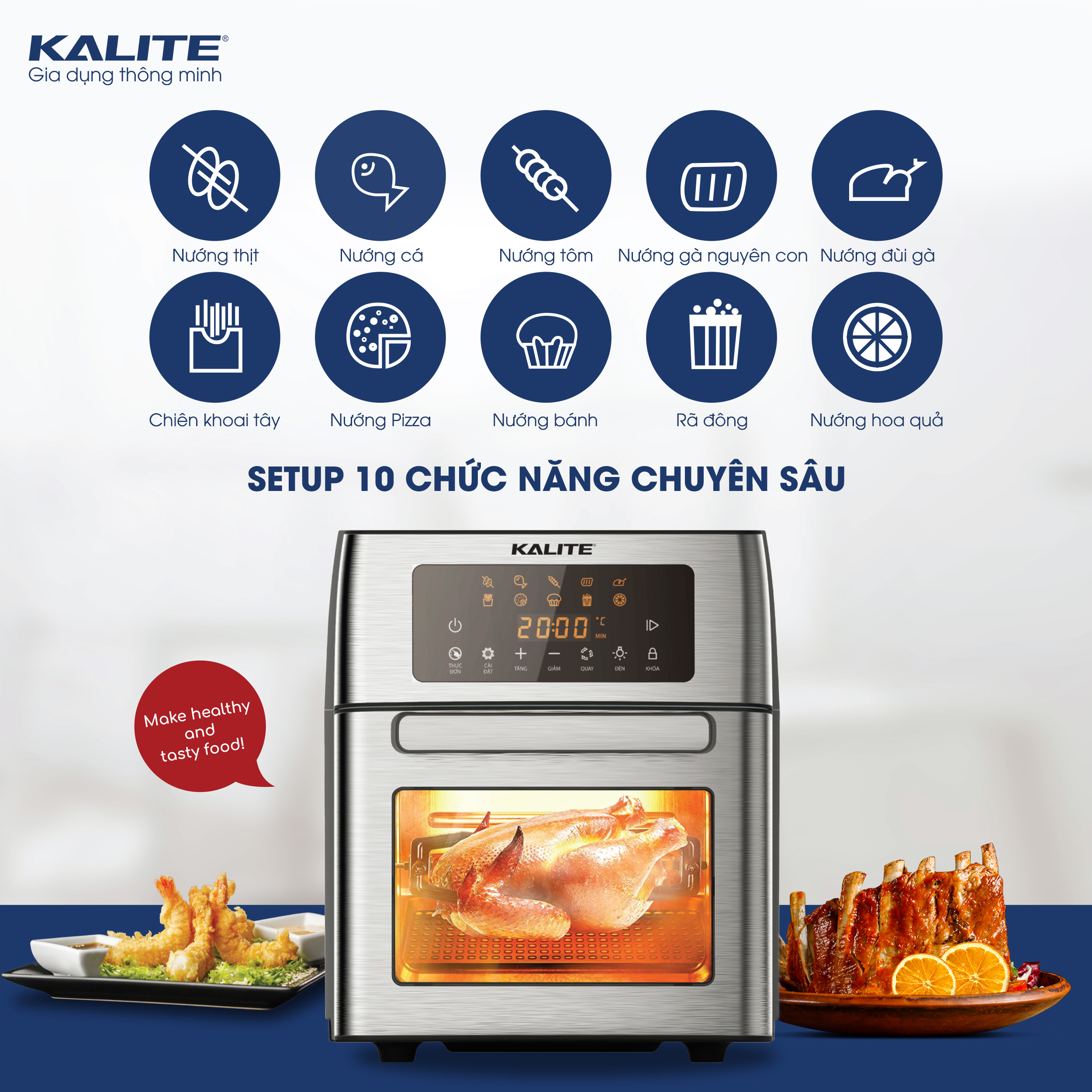 Nồi chiên không dầu Kalite KL-1500. Hàng chính hãng